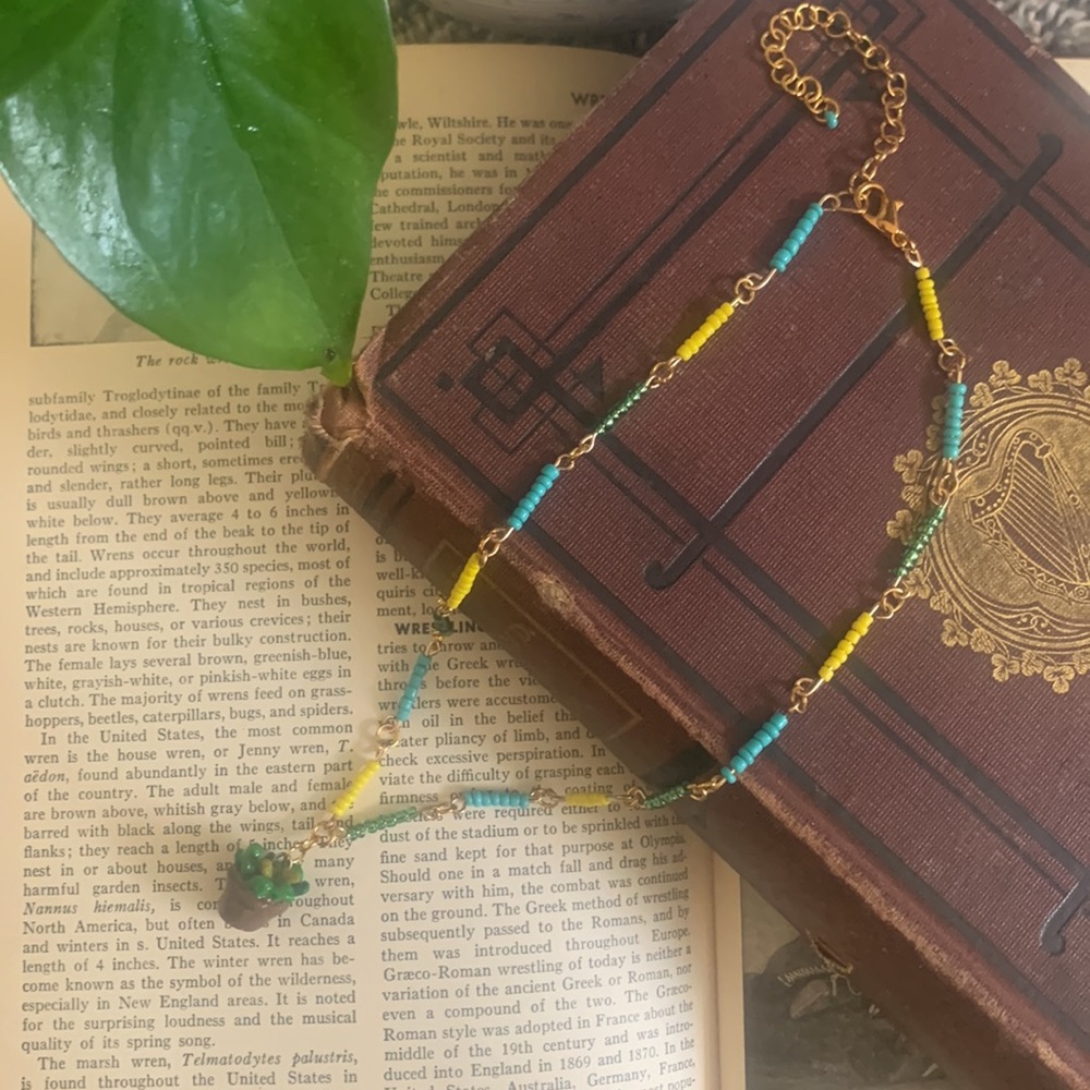 Tiny Succulent Charm Beaded Necklace - Picture 2 of 4